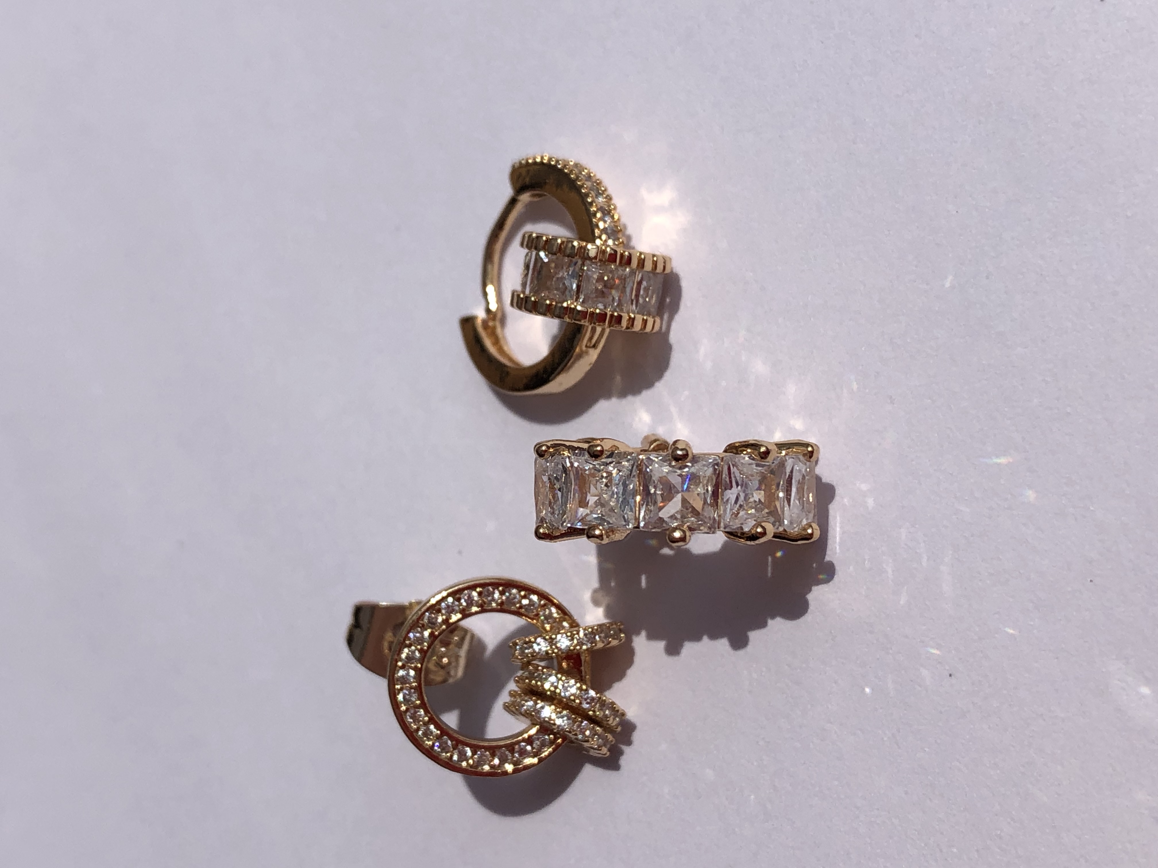 Üçlü küpe set gold çelik